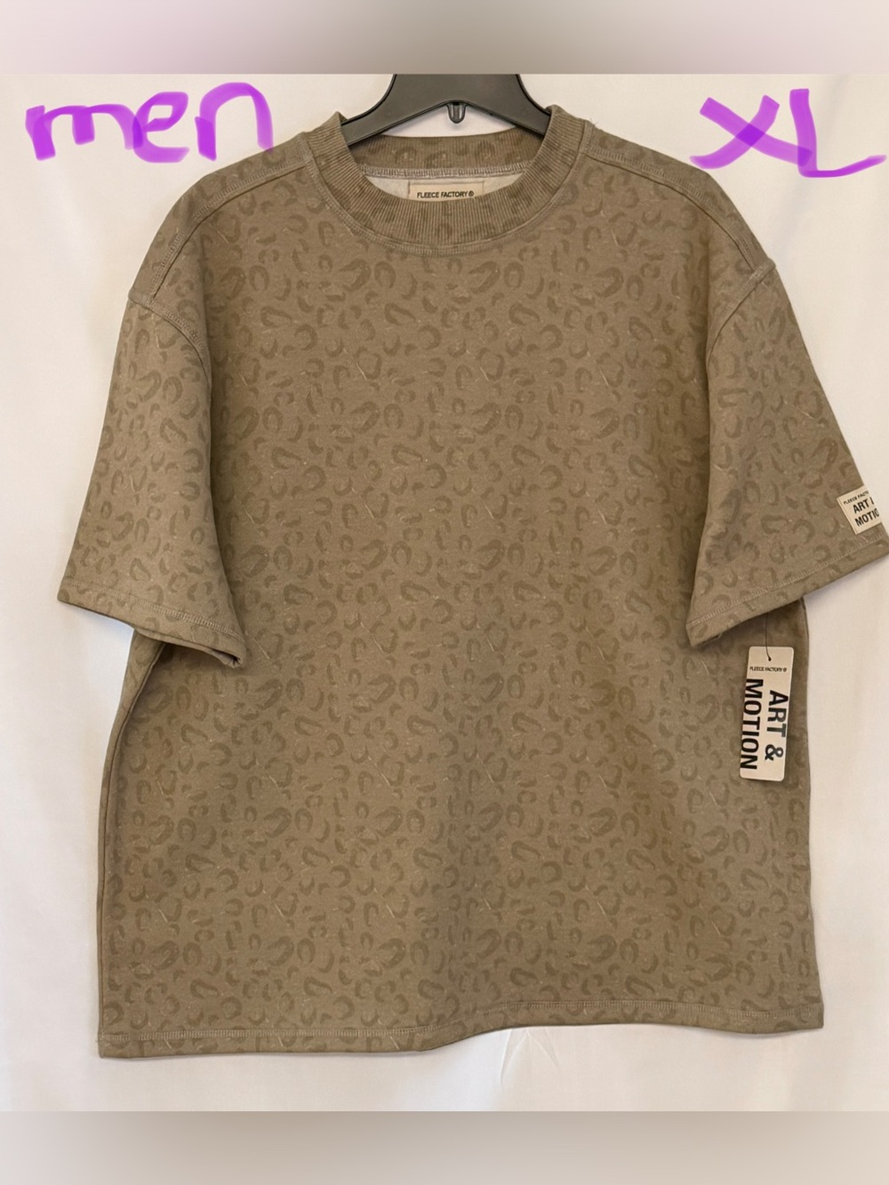 Men's Taupe Leopard-Print Crewneck Tee by